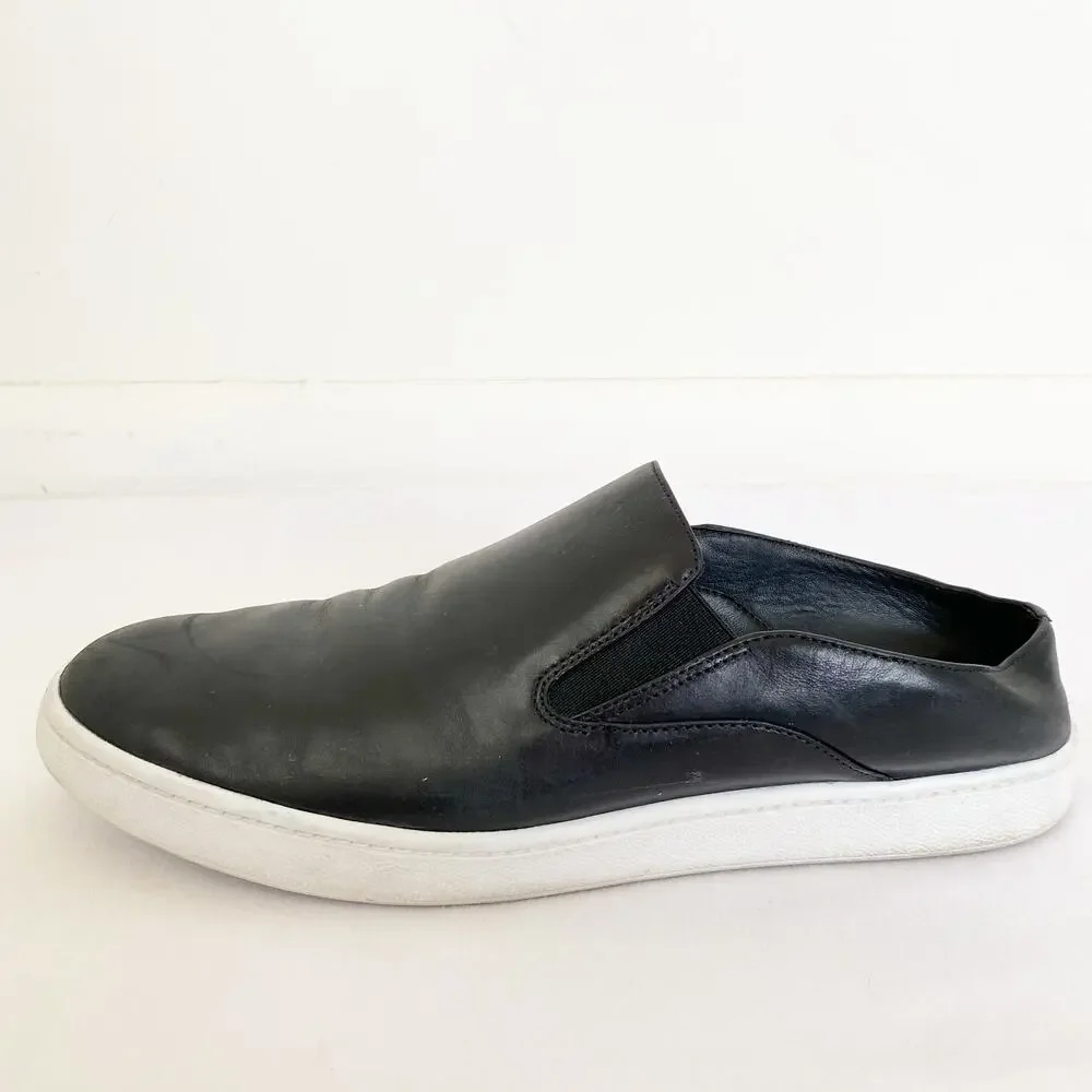 VINCE Verrell Slip-On Leather Sneaker in Black Size 8